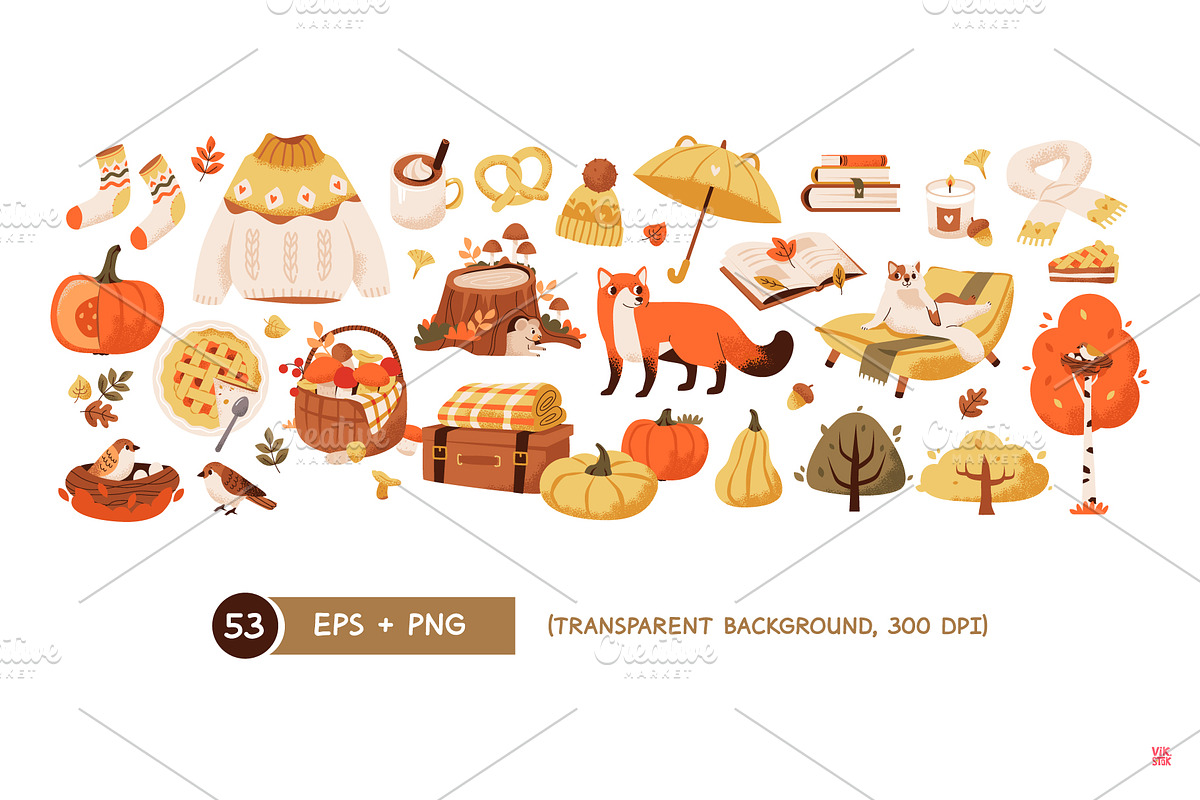 Autumn Clipart Set, a Seasonal Illustration by vik.stock (Photo 2 of 8)