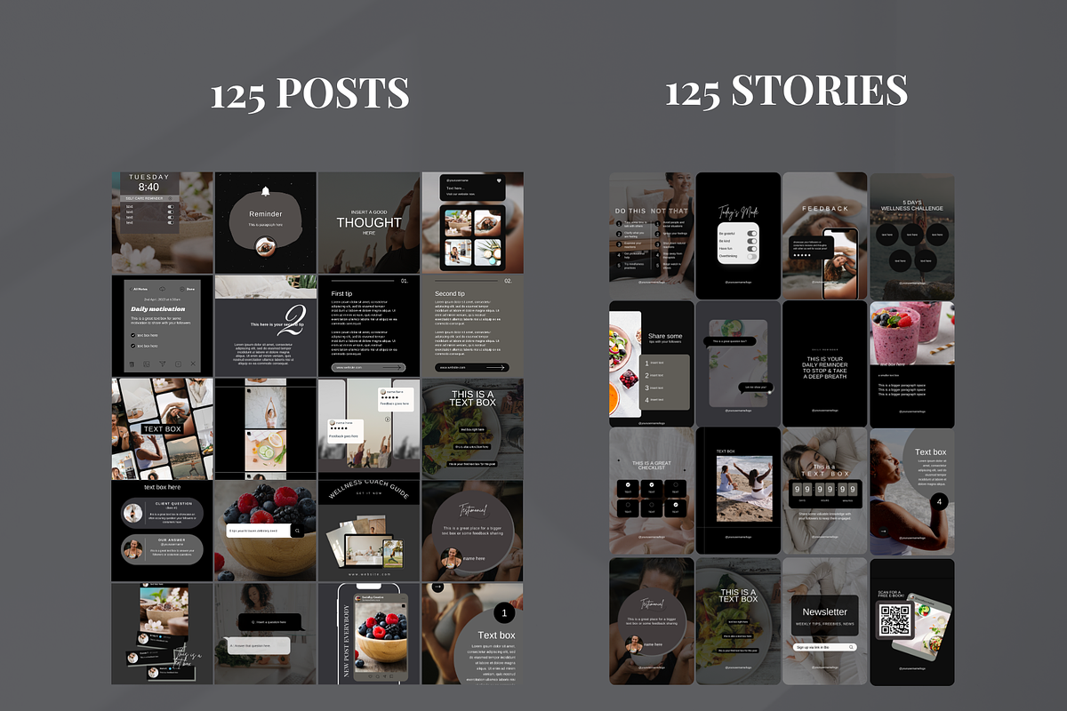 Dark Wellness Instagram Templates, a Social Media Template by SociallyyCreative (Photo 3 of 10)