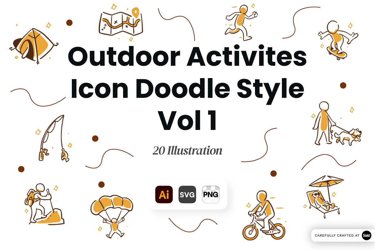 Outdoor Activities Doodle Icon Set, an Object Illustration by SLAB! Design (Photo 1 of 3)