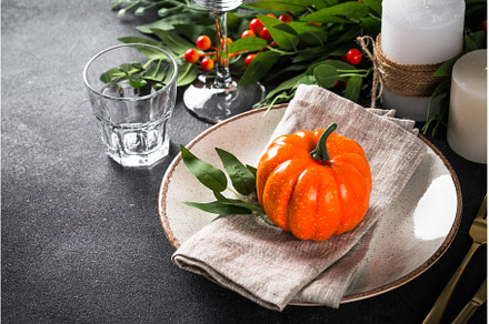 Autumn table setting with plate, a Food & Drink Photo by Nadia-nb
