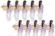 Moving Girls Clipart, a Transportation Illustration by GlamArtZhanna (Thumbnail 5 of 6)