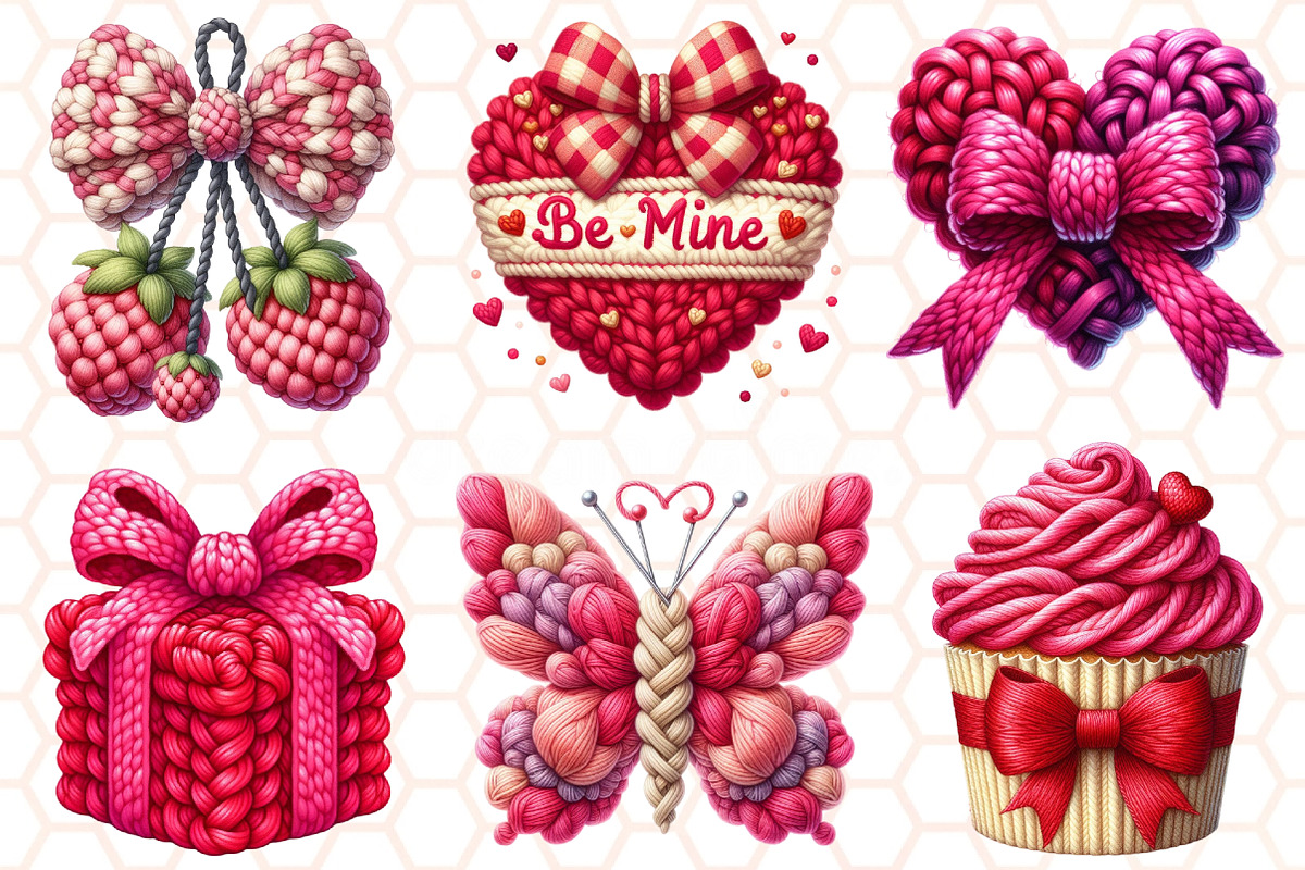 Valentine Faux Crochet Png Bundle, an Illustration by RobertsArt (Photo 7 of 10)