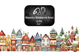 Whimsical Christmas Homes Clipart