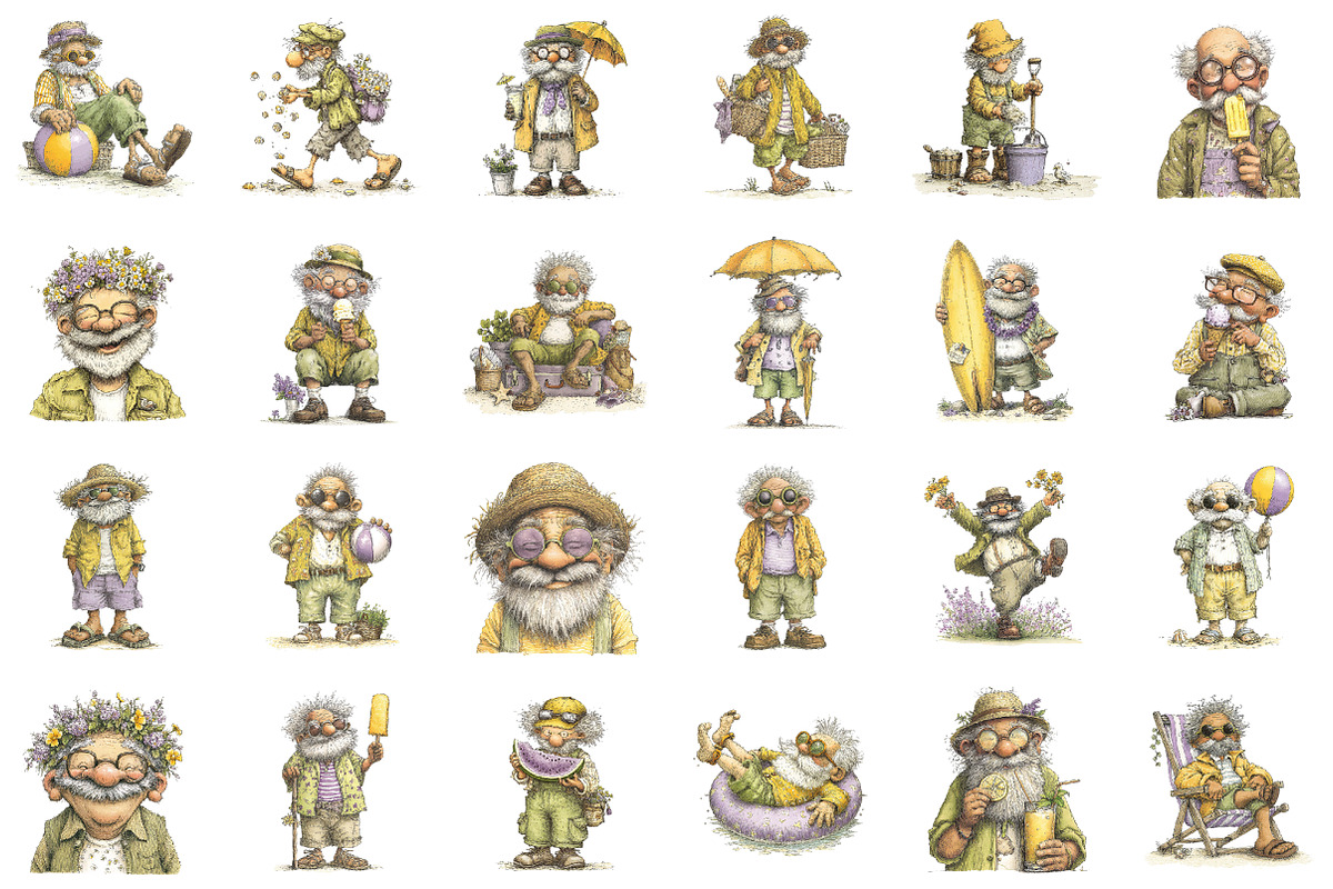 Whimsical Summer Grandpa Clipart, a Seasonal Illustration by designcity5 (Photo 2 of 5)