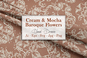 Cream & Mocha Baroque Flowers, a Pattern Graphic by ilustrinna (Thumbnail 1 of 9)
