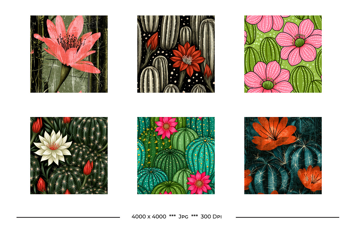 Cactus Flower Retro Art Designs, a Pattern Graphic by karenfoleyphoto (Photo 9 of 18)