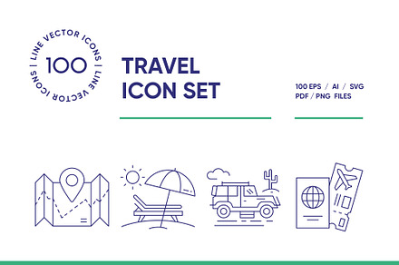 Travel Line Icon Set, an Outline Icon by iStar Design