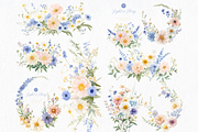 Light Blue and Peach Flowers, a Decorative Illustration by ClipArtCharm (Thumbnail 3 of 3)
