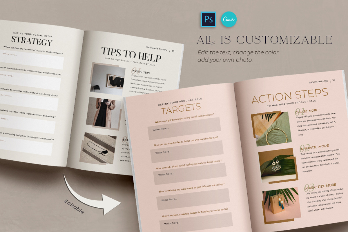 Workbook Creator For Coach CANVA PS, a Magazine Template by Eviory (Photo 24 of 31)