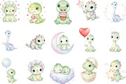 Adorable Baby Dino Watercolor, an Illustration by Designking (Thumbnail 2 of 5)