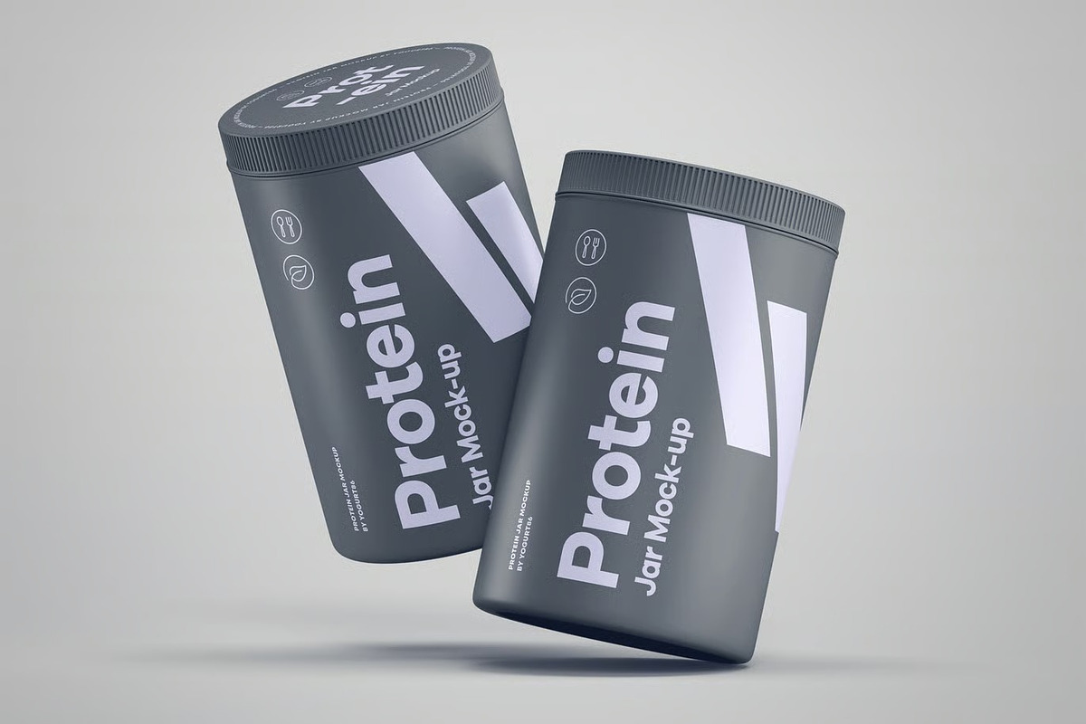 Protein Tall Jar Mock-up, a Packaging Mockup by zippypixelstudio (Photo 7 of 12)