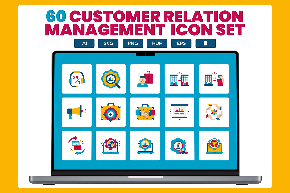 60 Customer Relationship Management, a Solid Icon by Flat Icons (Photo 1 of 7)