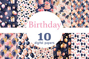 Birthday Seamless Patterns, a Pattern Graphic by GlamArtZhanna (Thumbnail 1 of 3)