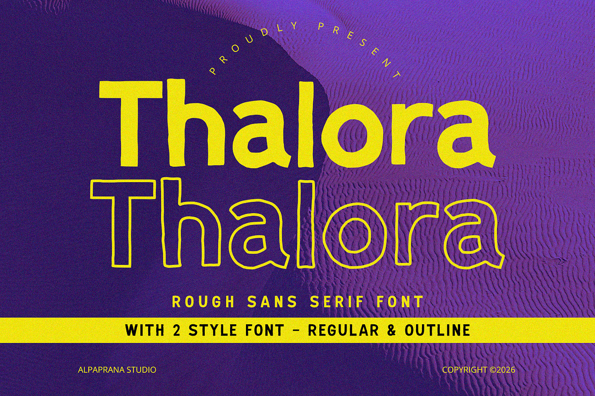 Thalora - Rough Font, a Serif Font by Alpaprana (Photo 1 of 10)
