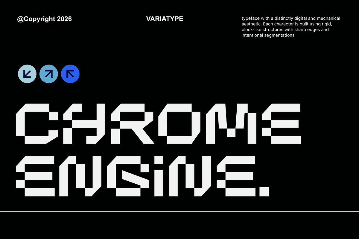 Chrome Engine - Futuristic Font, a Sans Serif Font by Variatype (Photo 1 of 6)