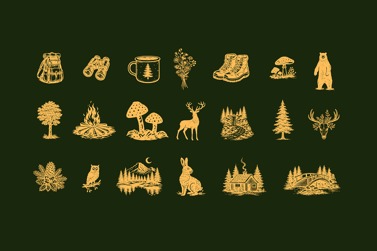 Forest Adventure Hand-Draw Clipart, an Object Illustration by Rasgood (Photo 2 of 9)