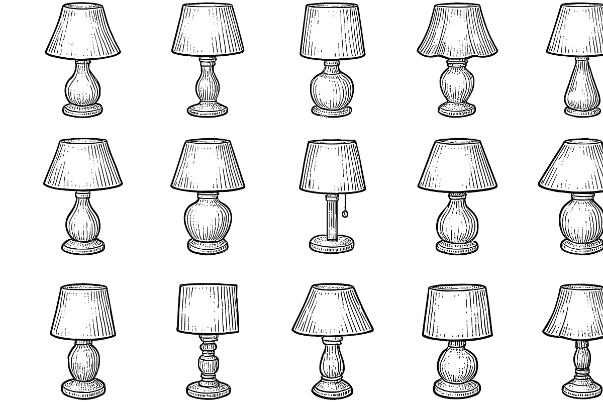 Table Lamp Icon Set, an Object Graphic by nikagraphic (Photo 2 of 3)