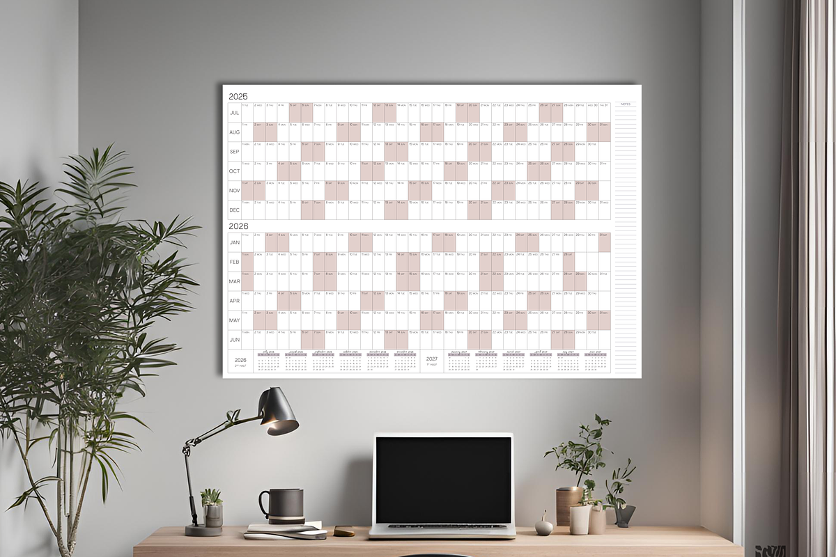 A0 Printable Wall Calendar 2025/2026, a Stationery Template by 3PointsCreative (Photo 7 of 8)