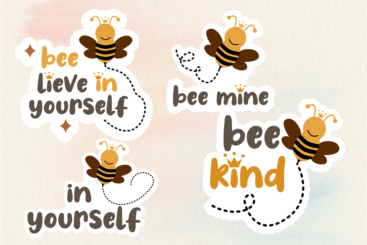 Bee Stickers, Cute Stickers, a Graphic by craftNugraha (Photo 2 of 2)