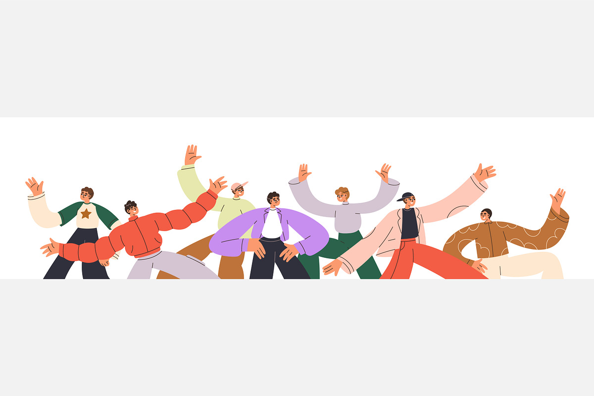Happy men group dancing, celebrating, a Person Illustration by Good Studio (Photo 2 of 2)