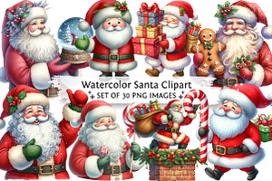 Watercolor Santa Clipart, an Illustration by DreamPrint404