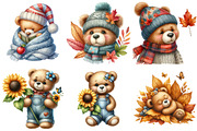 Autumn Teddy Bear Clipart, an Illustration by Watercolor design (Thumbnail 4 of 4)