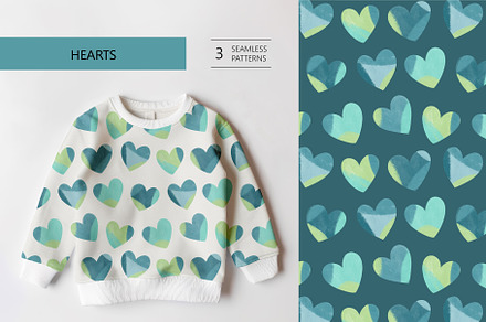 Blue hearts, a Pattern Graphic by Olena Kuznietsova