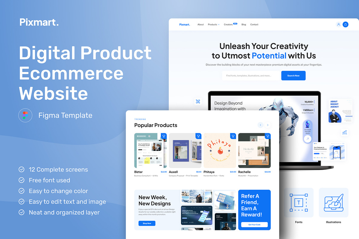 Digital Products E-Commerce Website, an UI Kit Template by peterdraw (Photo 1 of 9)