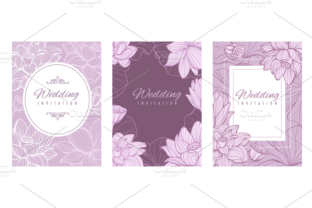 Event invitations with fine lotus, an Object Illustration by YummyBuum