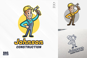 Constructor Cartoon Logo Template