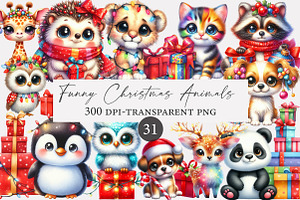 Funny Christmas Animals CLIPART, an Illustration by Designworld