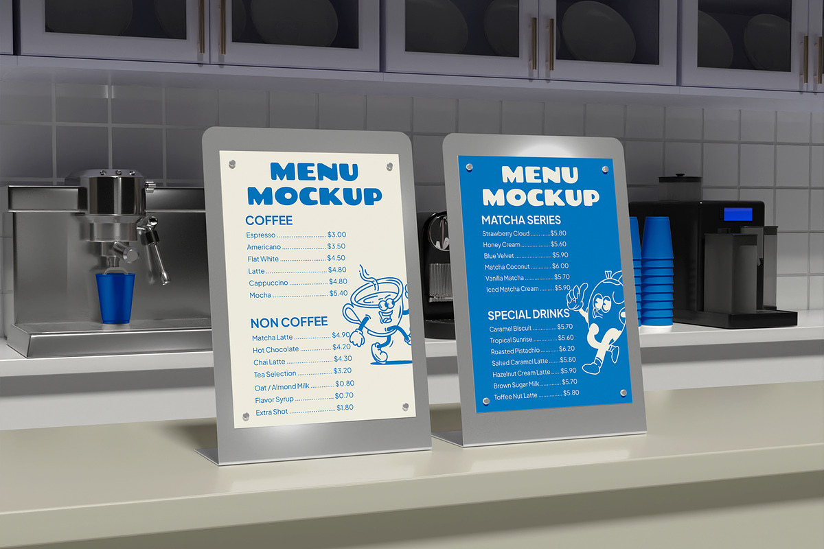 Standing Menu Mockup, an Advertising Mockup by Permadi Creative (Photo 2 of 5)