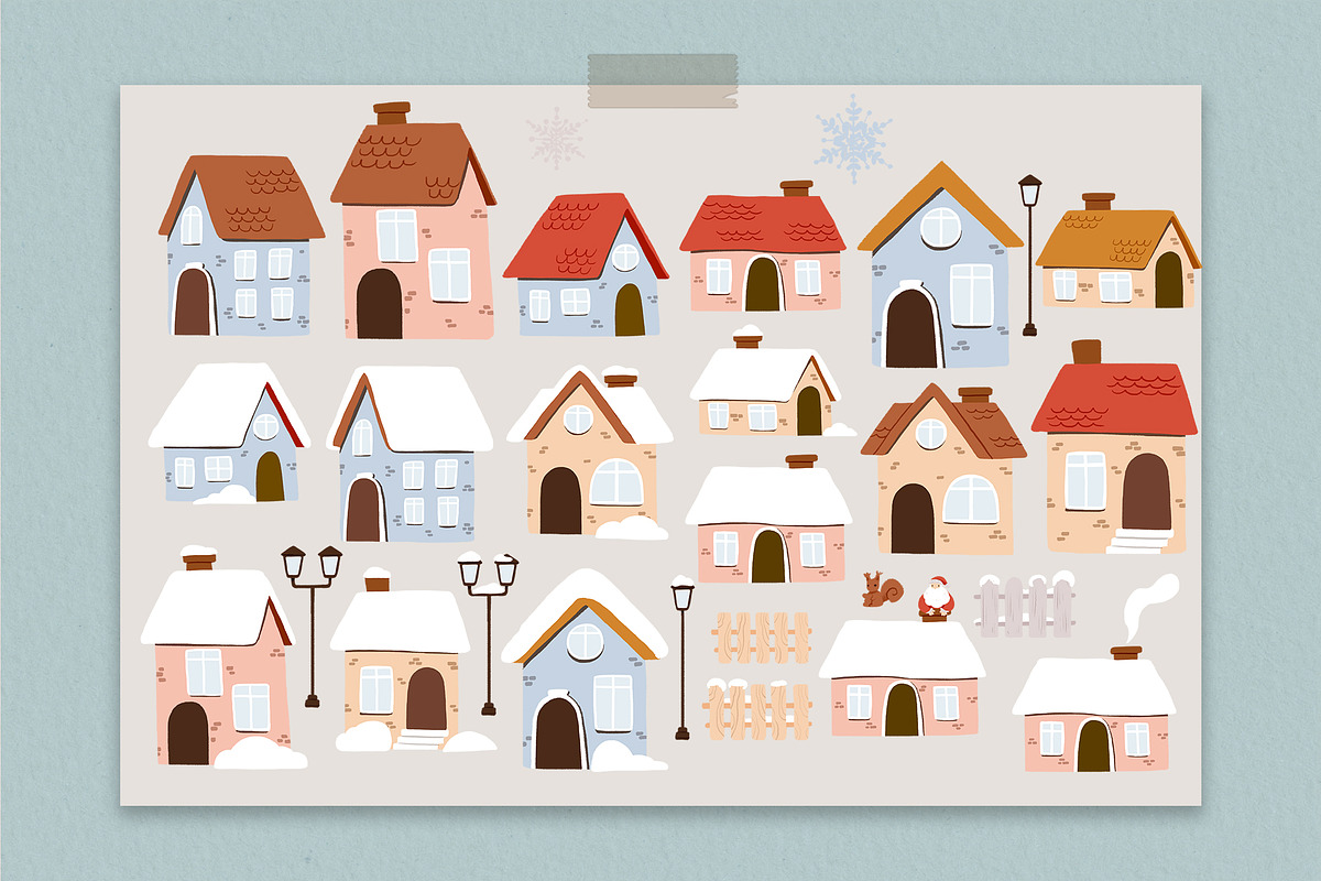 Christmas winter houses clipart, an Animal Illustration by LukaJreym (Photo 2 of 15)