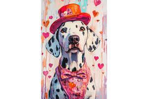 Pink Valentine Dalmatian Wall Art, an Animal Illustration by Art Paradise Studios