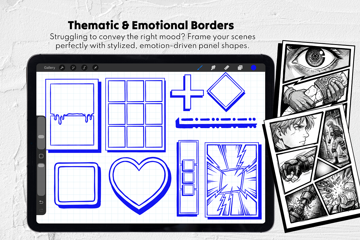 Comic Storyboard Procreate Stamps, a Brush Add-On by Selentaori Studio (Photo 5 of 11)