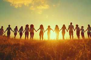 Group of people stand in a line and, a Person Photo by MistyDay