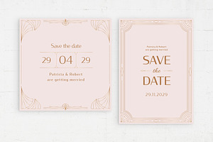 Pink Art Deco Wedding Stationery