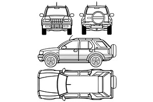 Blueprint Car Frontera 5-door 1995 -, an Illustration by Digital-Clipart