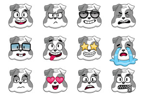 Bulldog Emoji Set