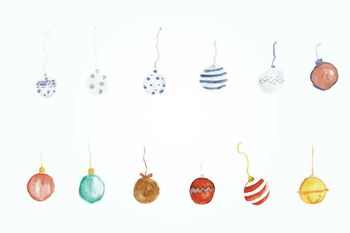 60 Christmas Watercolor  Clip Art, an Illustration by Qamber Designs & Media (Photo 10 of 13)