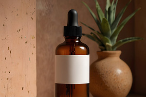 Amber Glass Bottle Mockup with Blank, a Beauty & Fashion Photo by Stock Shape