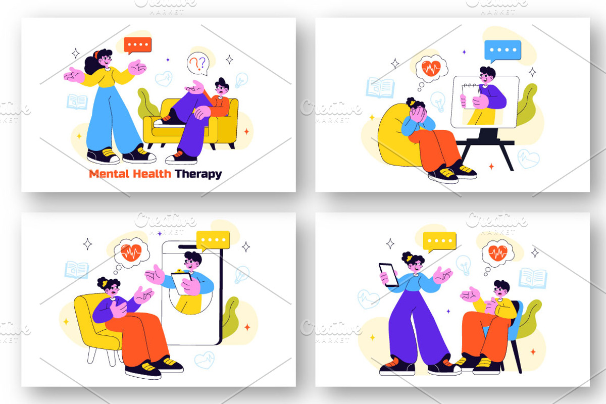 10 Mental Health Therapy Session, a Healthcare Illustration by denayunebgt (Photo 2 of 4)