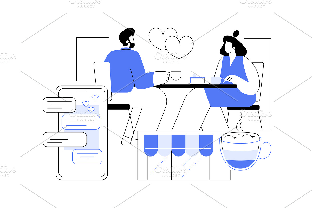 First date isolated cartoon vector, a Person Illustration by Visual Generation