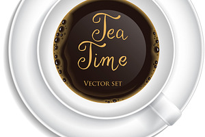 Realistic Tea cups, top view