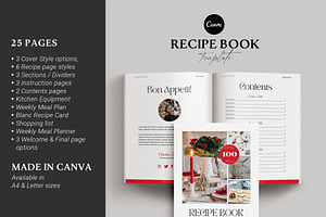 Holiday Recipe Book Canva Template