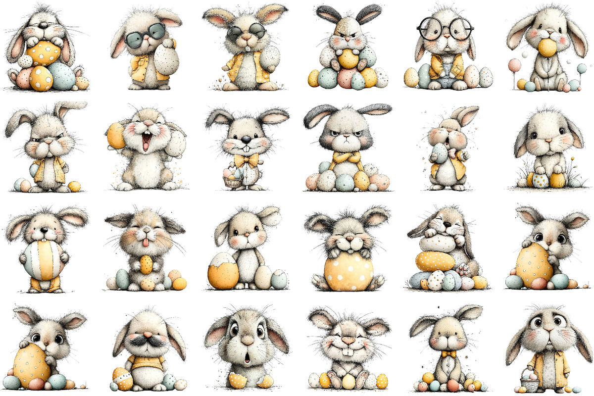Quirky Easter Bunny Clipart Bundle, an Illustration by Sublimation Artist (Photo 2 of 7)