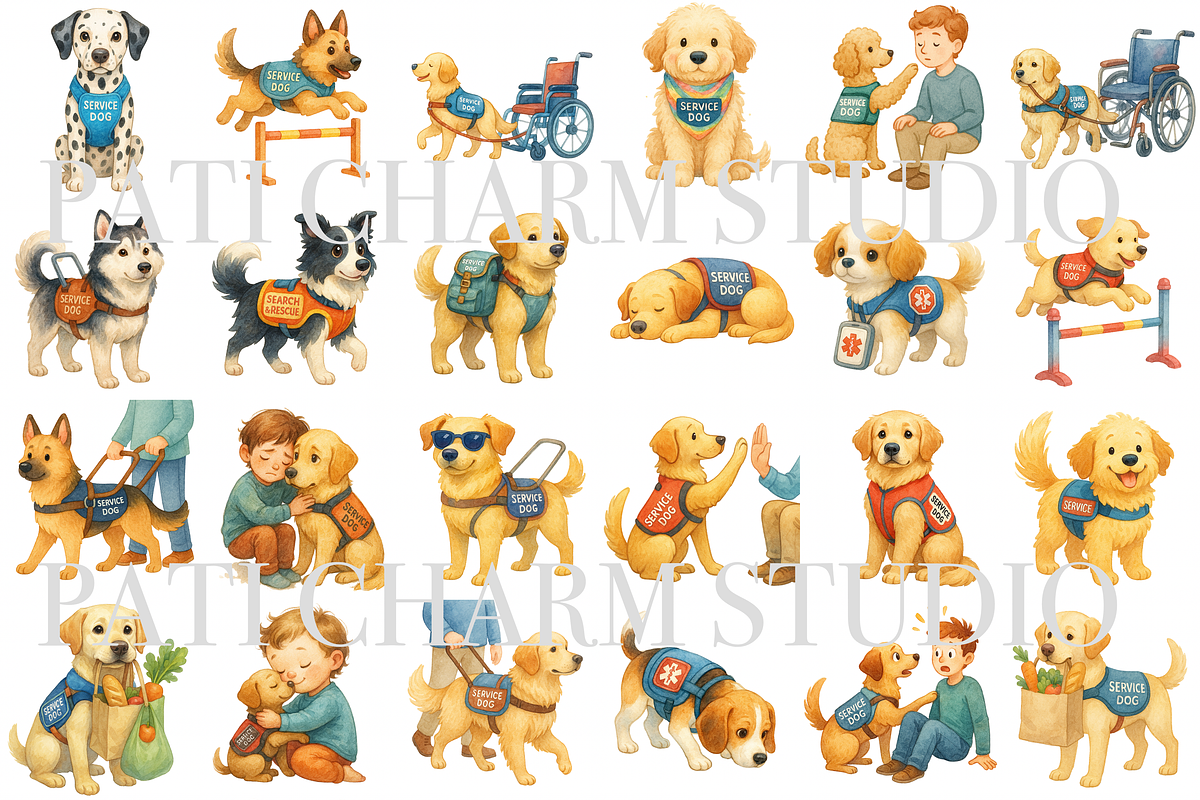 28 Service Dog Clipart, an Animal Illustration by Pati Charm Studio (Photo 2 of 8)