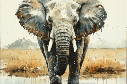 Majestic Elephant Walking Through Wa, a Background Photo by Pixeness