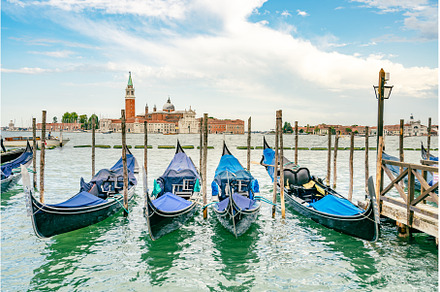 Romantic gondolas moored in Venice, an Architecture Photo by pytyczech