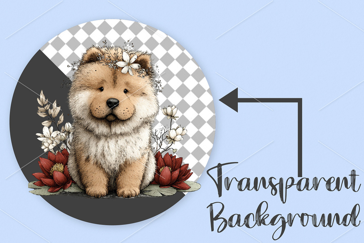 Whimsical Dogs Floral Clipart Bundle, a Seasonal Illustration by Canvas Craft (Photo 2 of 7)